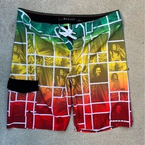 Men's Bob Marley Board Shorts Multicolor Photo 34 Jamaica Reggae Lion Rasta Love